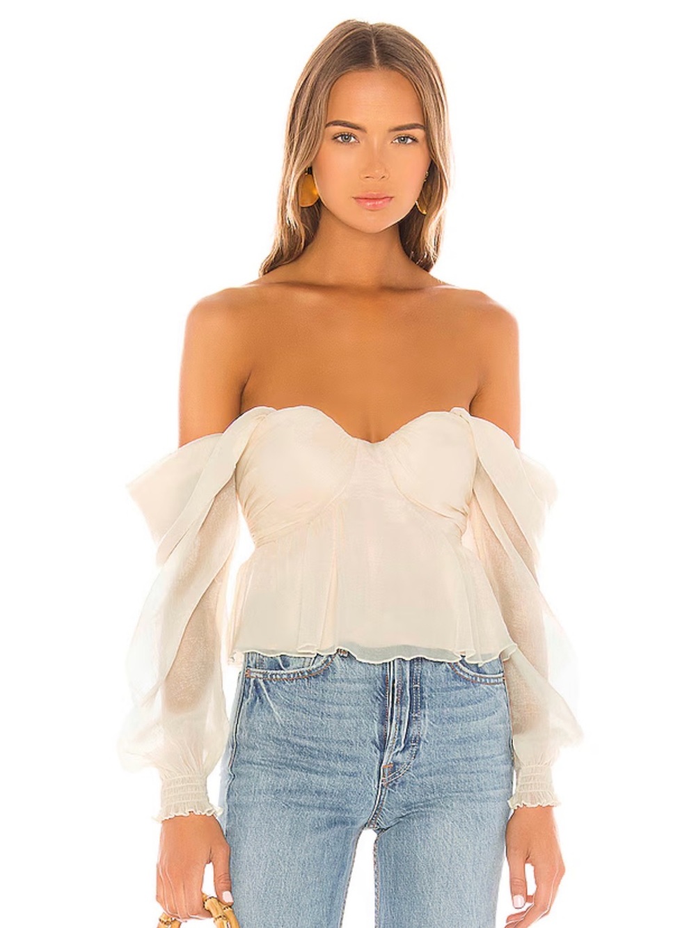 House of Harlow 1960 X REVOLVE Burna Blouse in Cream - Picture 3 of 12